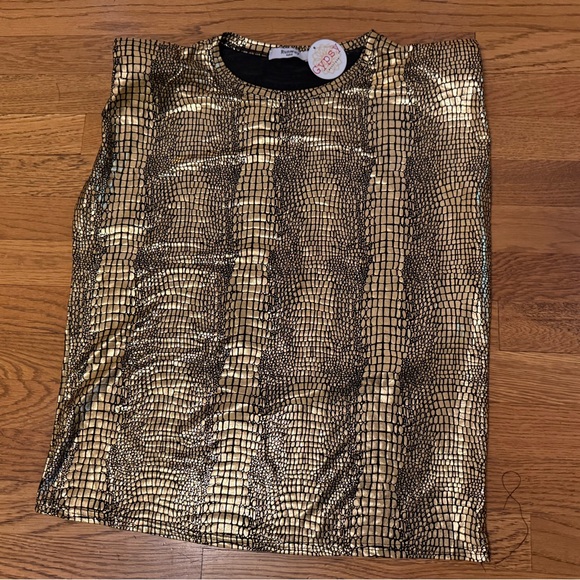 Padded shoulders muscle Tee metallic gold/black size M/L - Picture 9 of 13